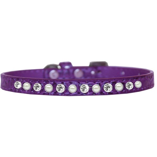 Mirage Pet Products Pearl and Clear Jewel Croc Dog CollarPurple Size 12 720-08 PRC12